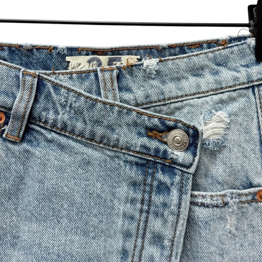 Free People Parker Denim Wrap‎ Mini Skirt Distressed Women's Size 25